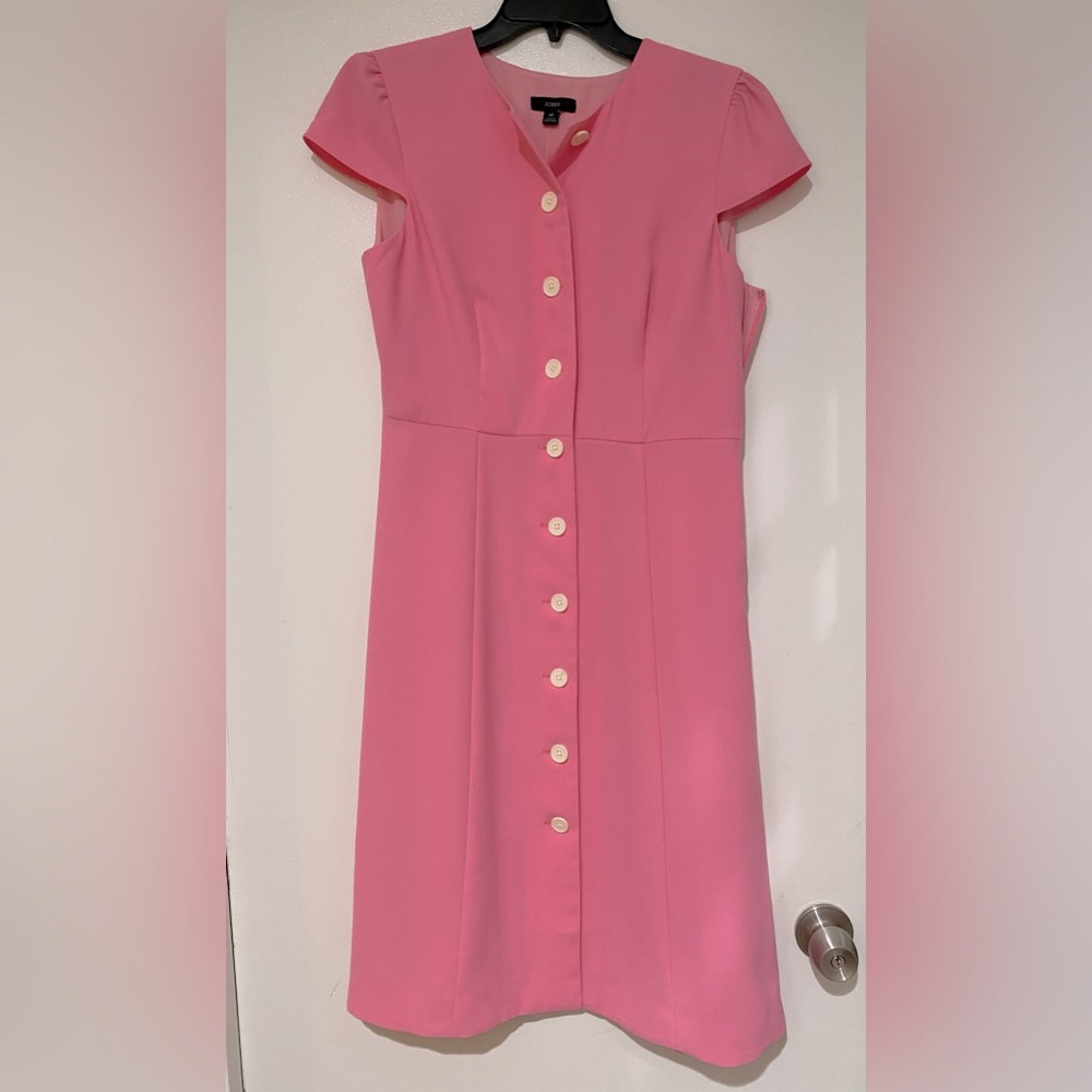 Jcrew pink button front dress. Size 10. New with tag.